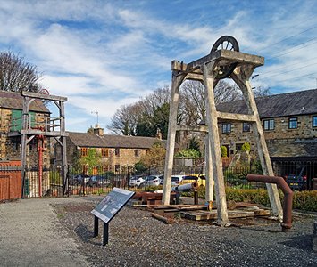 Preserved mine headgear monument commemorating Barnsley's coal-mining heritage