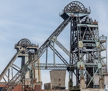 The Grade II listed pit headgear of the former Hatfield Main Colliery, a landmark of Doncaster's mining heritage near Stainforth