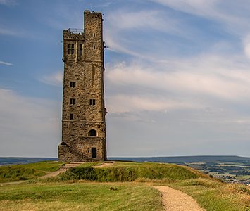 Victoria Tower on Castle Hill above Almondbury, the Grade II-listed jubilee tower that is Huddersfield's most recognisable landmark