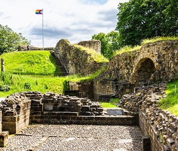 The ruins of Pontefract Castle, the great medieval fortress where Richard II is believed to have died in 1399, on its rise above the town