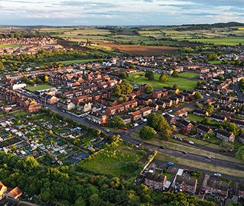 An aerial view over Wath-upon-Dearne, in the Dearne Valley near Rotherham