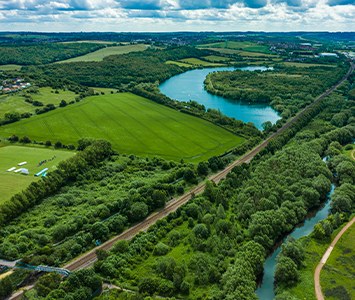 The lake at Waverley, created as part of the regeneration of the former Orgreave colliery site near Rotherham