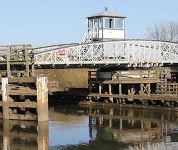 The Grade II listed Cawood swing bridge of 1872, the village's only crossing of the River Ouse and its most iconic landmark