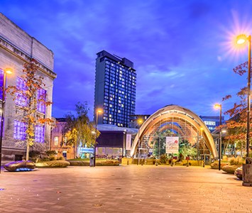 The Winter Garden glasshouse beside the Millennium Gallery in central Sheffield
